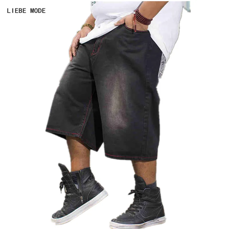 American Summer Baggy Jeans Shorts Men Hip Hop 2017 New Fashion Plus Size 30 46 Skateboard Calf