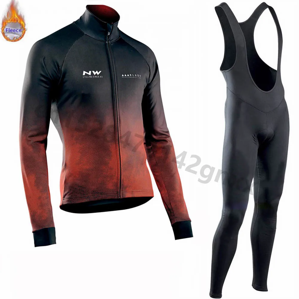 

2019 NW pro team cycling jersey men winter long sleeve set thermal fleece outdoor MTB Bike Clothing Maillot Ropa Ciclismo Hombre