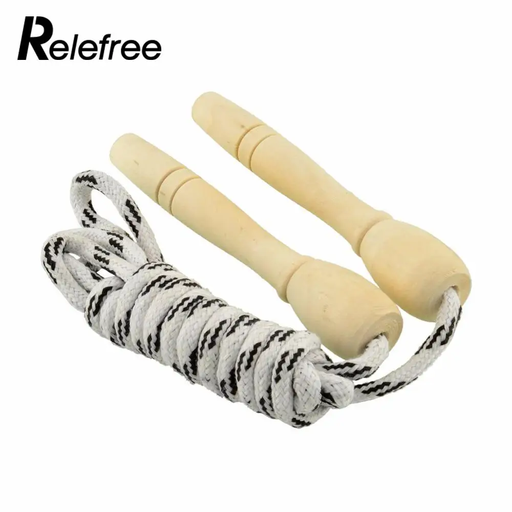 Sports Skipping Rope Motion Wood Grip Handle Children Kid Fitness