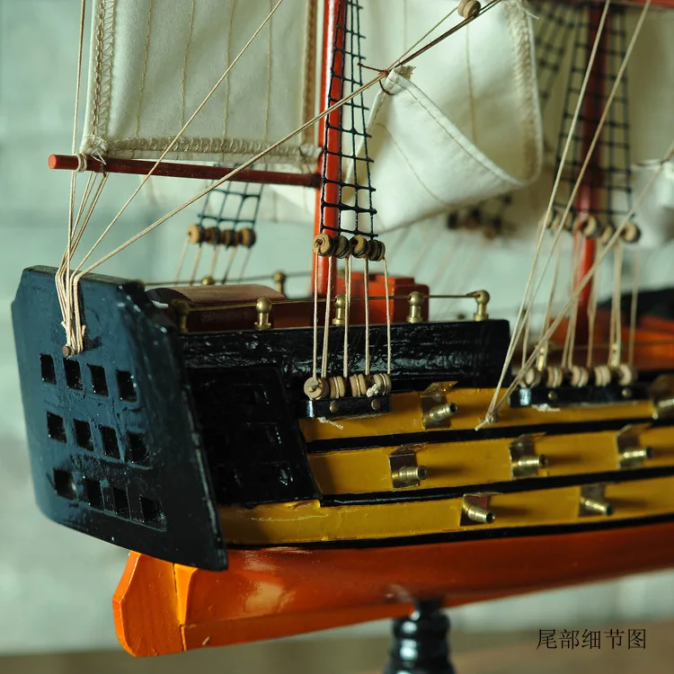 1pcs Gifts Decor 24 handmade sailing boat Detailed Wooden Model Nautical Decor via EMS shipping