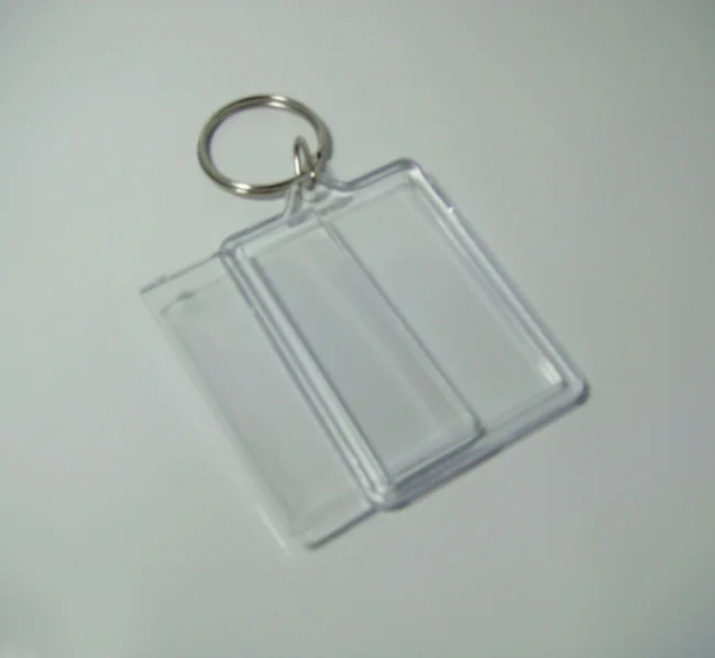 

200pcs Blank Acrylic Rectangle Keychains Insert Photo Keyrings (Key ring chain)2.25"x 1.65"