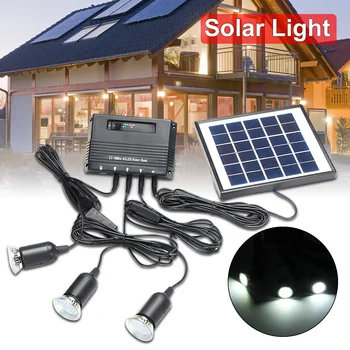 

2 in 1 Solar Light System 3Pcs 1W LED Solar Lamp 4W 6V Solar Panel Portable Power Bank For Outdoor Camping Emergency Lighting