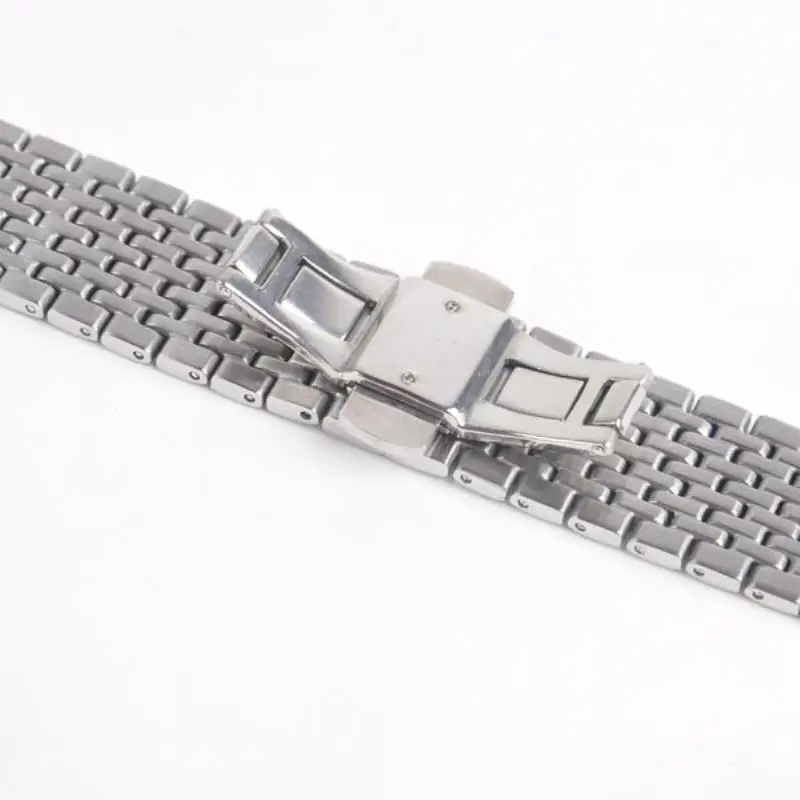 20 22mm Stainless Steel Wrist Watch Band Strap Silver Rose Gold Double Butterfly Clasp Buckle Bracelet For Men Women Relojes