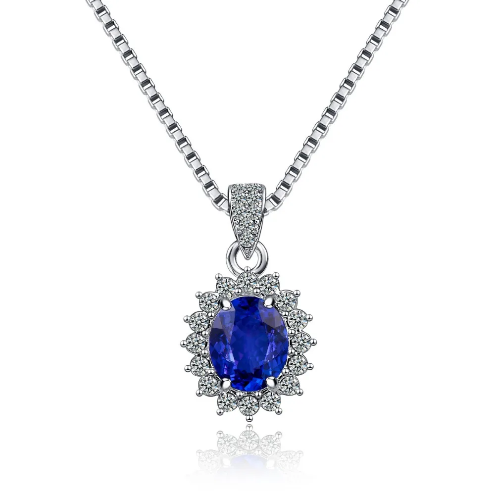 High Quality Fashion Romantic Blue Crystal Necklace Woman Fine Jewelry