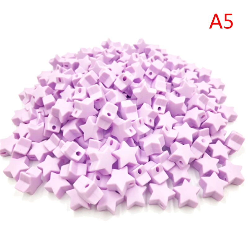 10Pcs Silicone Star Beads Pendant Teether Necklace Bracelet Accessories - Цвет: Серый