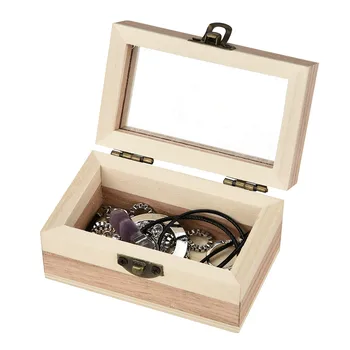 

New simple design solid Vintage wood Love Mirror With Lock Case Holder Storage Box Pirate Jewelry Gift Valentine's Day Gift