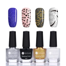 Ur Sugar 6 мл стемпинг ногтей покрытие черный белый золотой серебряный ноготь Пластина Печать лак