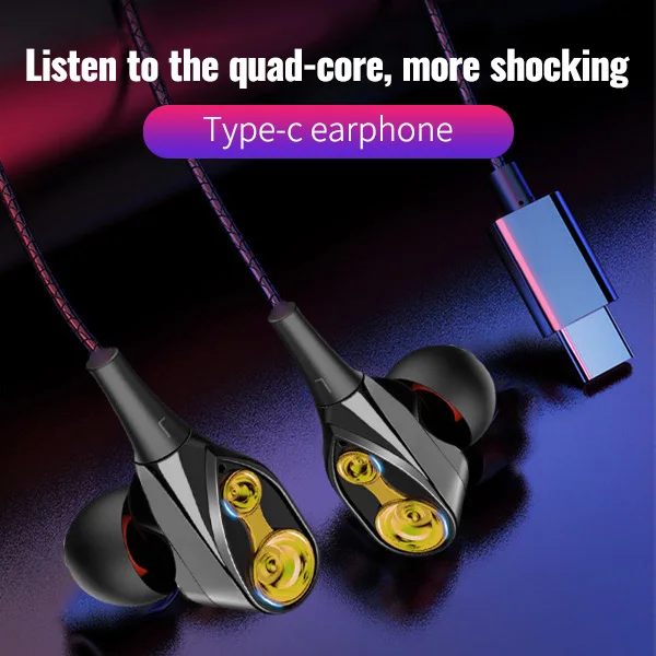 3.5 Double Unit Drive In-Ear Earphone Bass Subwoofer Wired Earphone With Mic Sport Headset For Iphone 6s Plus MP4 3.5mm Devices
