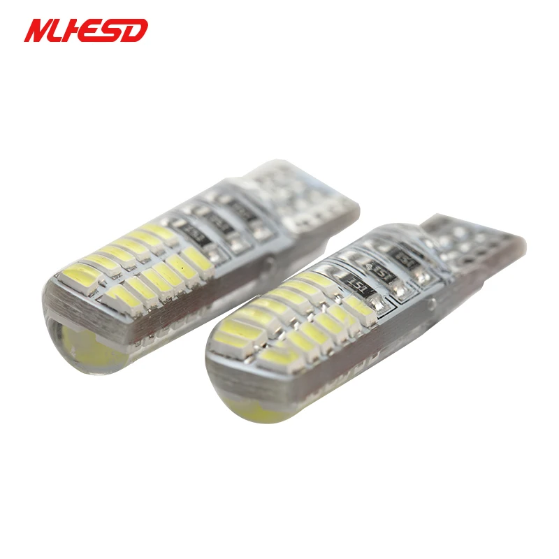 100X T10 W5W силиконовый чехол 24 SMD 3014 Светодиодный светильник для чтения автомобиля 192