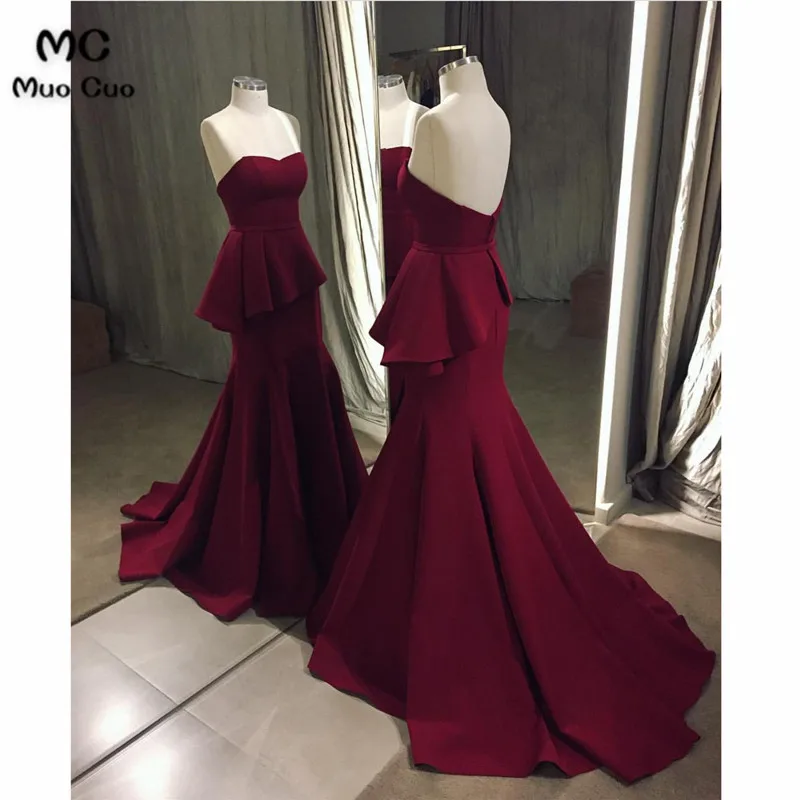 Sweetheart Court Train Satin Mermaid Evening Gowns3