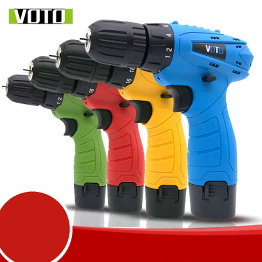 

VOTO Battery Rechargeable Cordless Drill Electric Screwdriver Set Lithium Power Tools Screw Gun Driver 12V 4 Colors 220V 2018