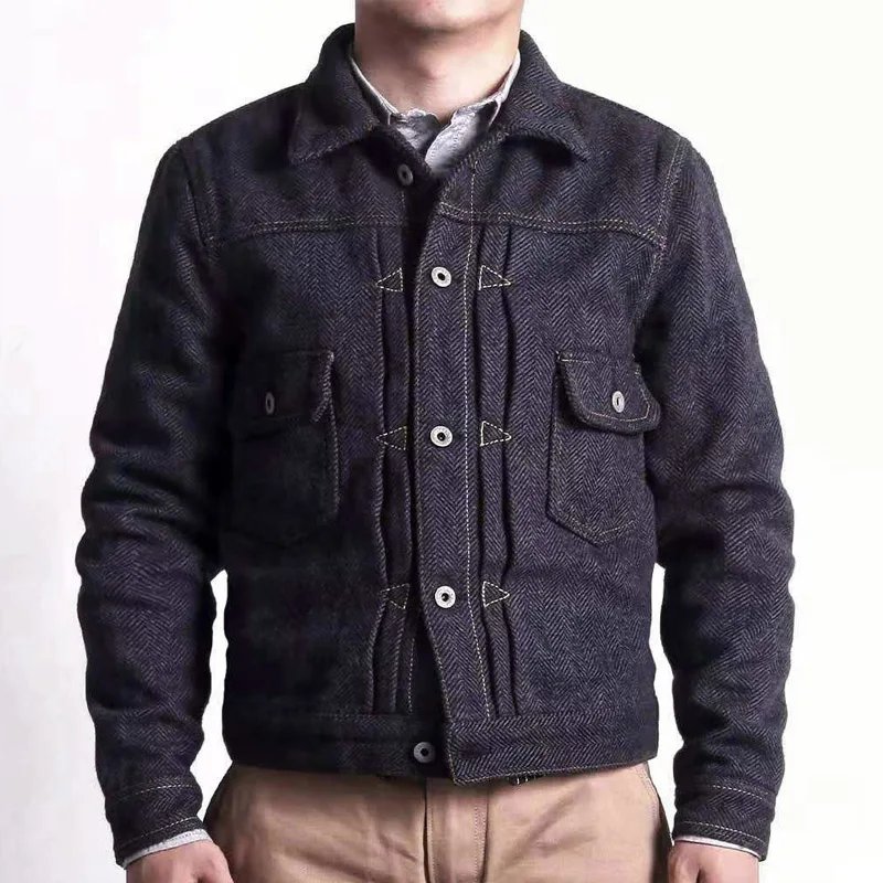

WT-0003 Read Description ! Asian size washed hand-made man's vintage super heavy wool casual stylish jacket