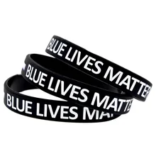 OBH 50 шт. черный цвет Debossed Blue Lives Matter силиконовый резиновый браслет