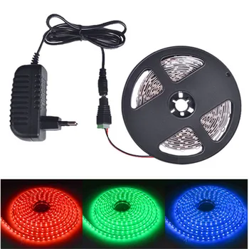 

5m RGB LED Strip Flexible light belt 2835 waterproof Diode band/diode tape Power supply 12v outdoor warm white blue red green