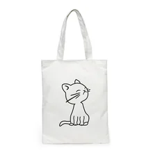 Складная Удобная хозяйственная сумка с принтом, многоразовая сумка-тоут, переработанная сумка для хранения, милая сумочка с кошкой