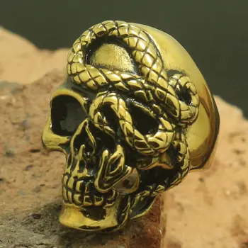 

Size 7 to Size 16 Unisex 316L Stainless Steel Skull Snake Ring Factory Price