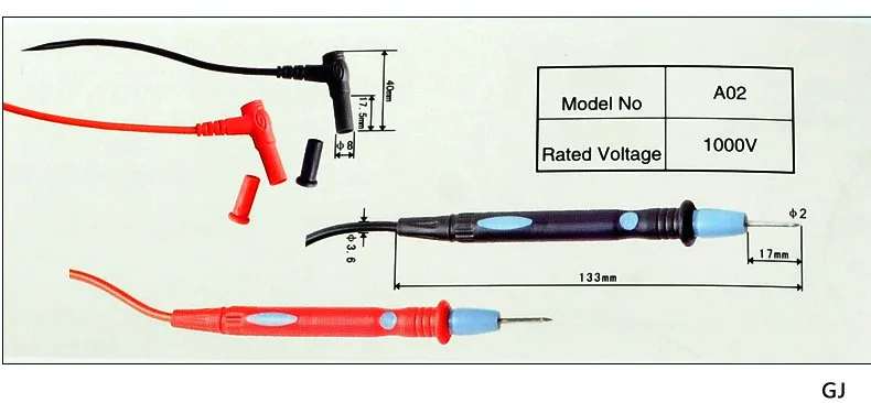 Mastech диагностический инструмент multimetro A02 иглы Универсальный цифровой мультиметр мультиметра тестер зонда провода ручка кабель 17 мм