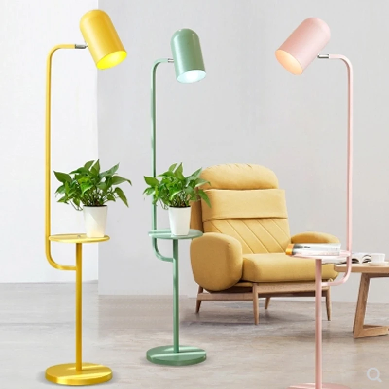 Nordic Minimalist Floor Lamp Macarons Color Creative Tray Table Living Room Sofa E27 Decorative Adjustable Lighting Floor Lamp Desk Lamps Aliexpress