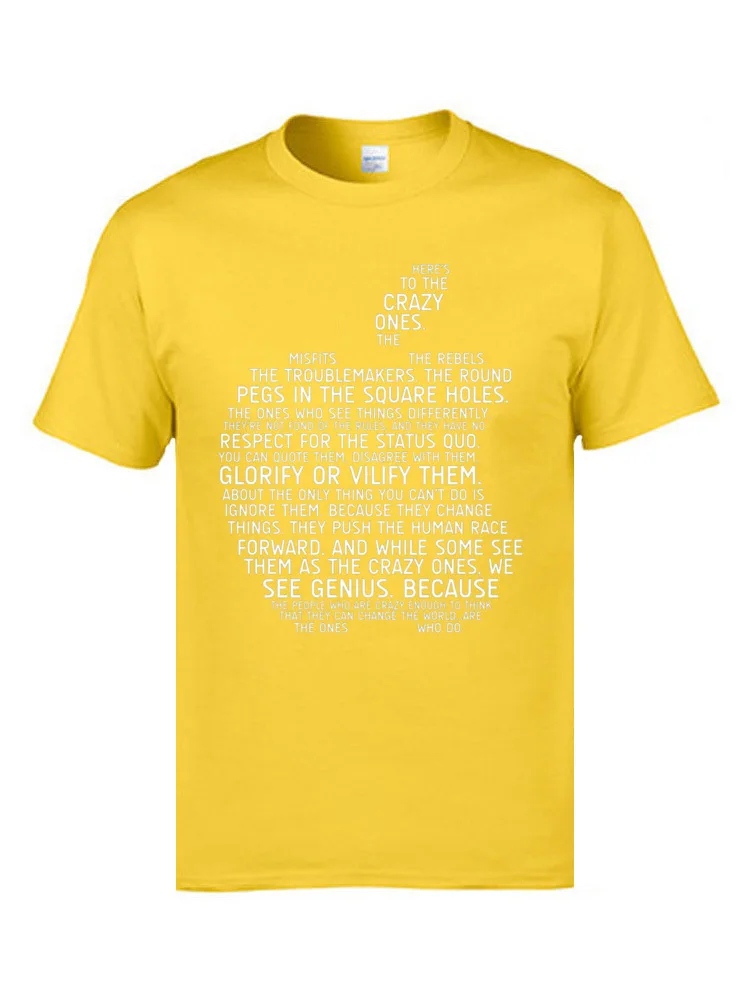2018 Discount Apple Typography 13809 Crazy Tshirts Crewneck 100% Cotton Man Tops T Shirt Short Sleeve Autumn Crazy T Shirts Apple Typography 13809 yellow