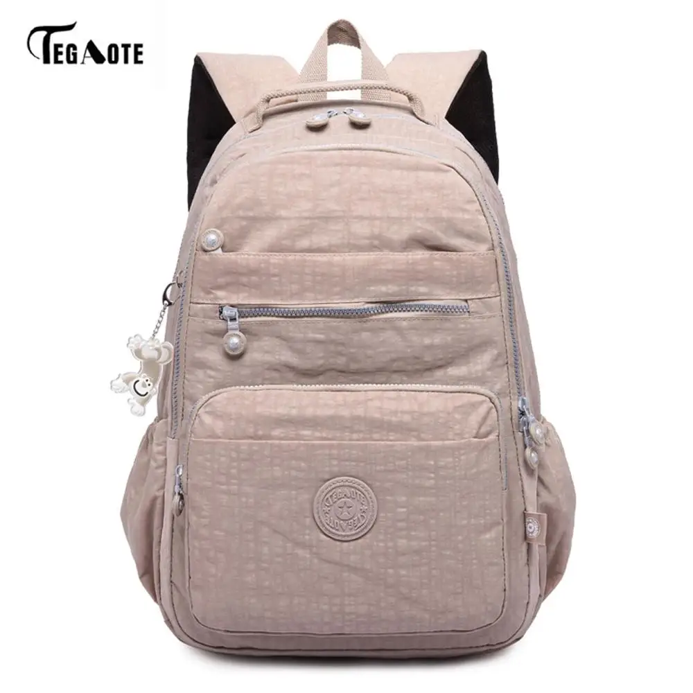 TEGAOTE брендовый рюкзак для ноутбука, женские дорожные сумки, многофункциональный рюкзак, водонепроницаемый нейлоновый школьный рюкзак для подростков - Цвет: apricot