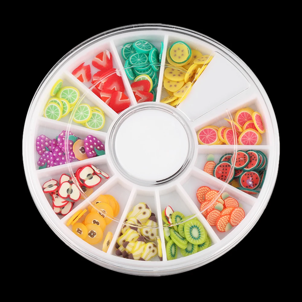 

1 Box Mixed DIY Designs Slice Nail Art Decors Styles 3D Fruit Tiny Fimo Slices Sticker Polymer Clay Manicure Tips Women Beauty