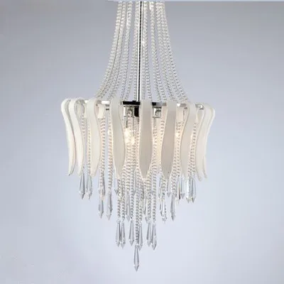 Modern Fashion Crystal Chandelier Living Room Dining Room Lamp White Glass K9 Crystal Chandelier Light Fixture D490mm H970mm