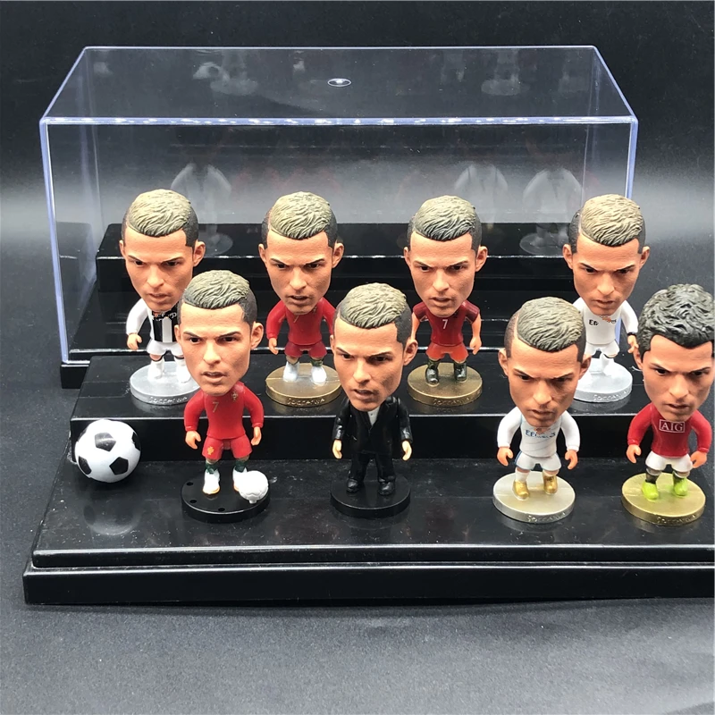 

8pcs Soccerwe 6.5 cm Height PVC Cartoon Dolls Ronaldo Pepe Griezmann Pogba Figurines with Show Box for Collections Children Gift