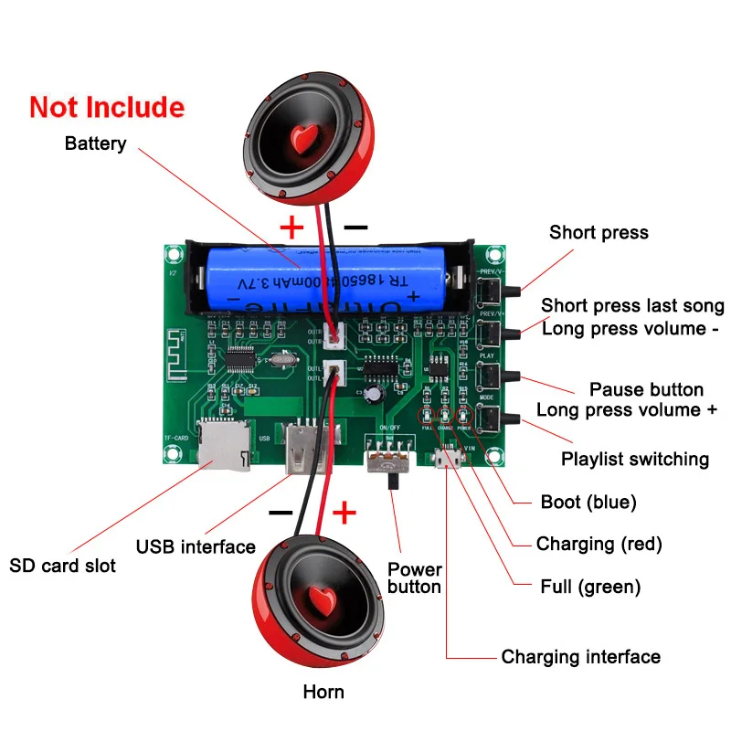 

Digital Bluetooth Audio Power Amplifier Board 2 Channel 5V PAM8403 5W+5W LSMK99