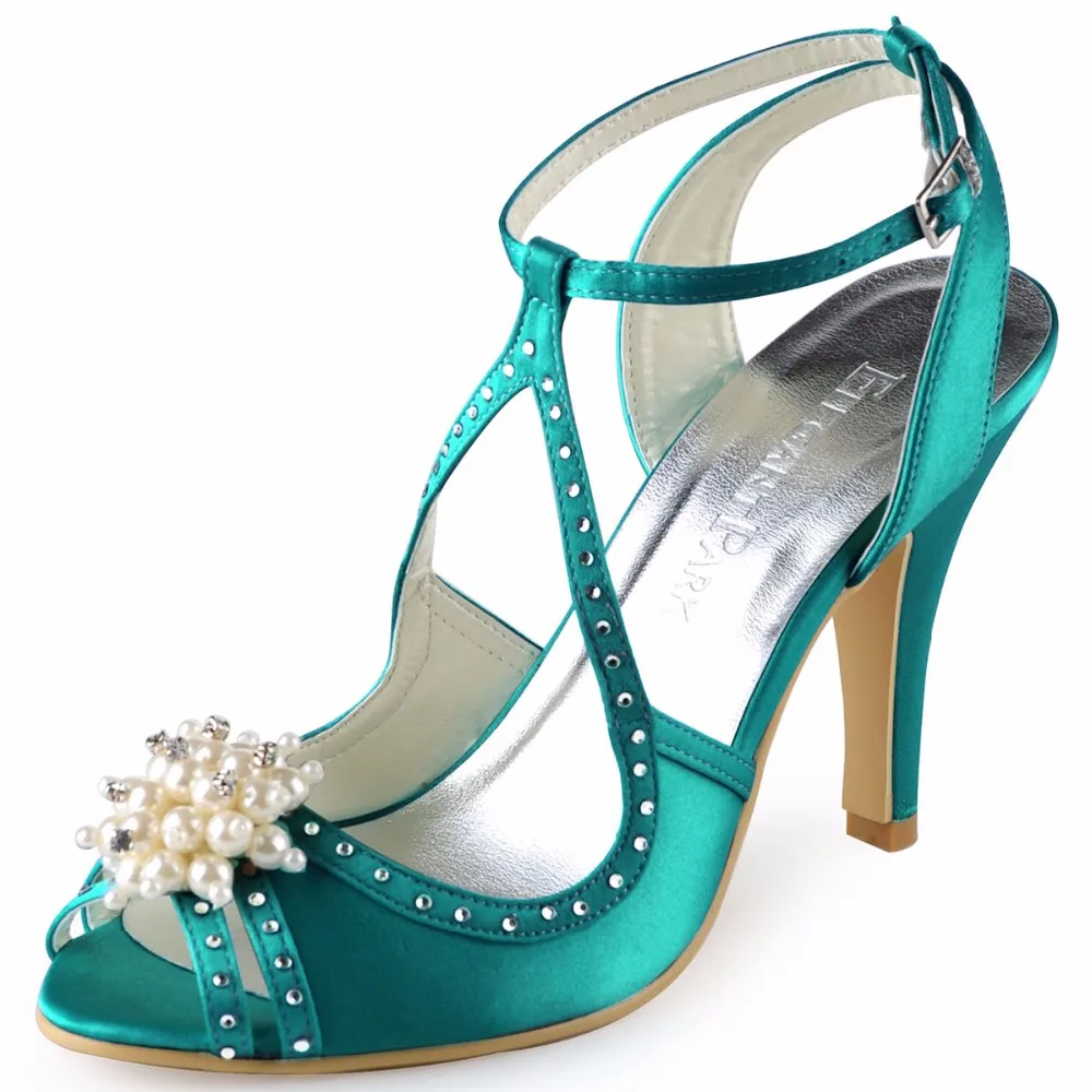 

Summer Sandals Woman Shoes EP11058 Teal Size 6 High Heel Pumps Satin Bride Bridesmaid Wedding Evening Party Pumps