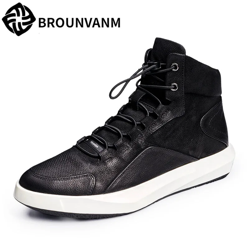 

New England men high casual leisure fashion a genuine leather breathable sneaker boots all-match Riding boots men shoes