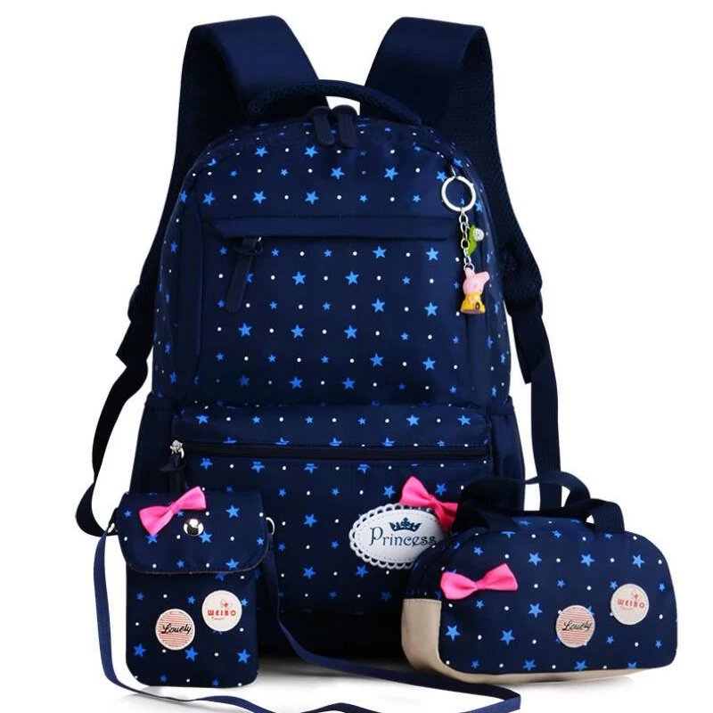 Рюкзак для девочек, детские школьные сумки, 3 шт./компл. вместительный школьный портфель с принтом в горошек, школьный рюкзак, милая легкая сумка mochila