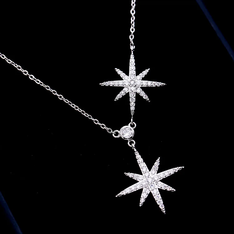

UILZ New fashion holiday Seaside resort beach Star ship cubic zirconia for women jewelry chains necklace UNL1002