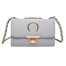 

FangNymph Rotate Buckle Metal Circle Women Girl Solid Color Handbags Zipper PU Crossbody Shoulder Bags
