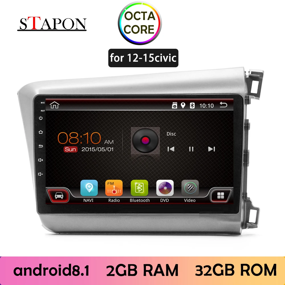 STAPON 9 дюймов для honda civic 12 15 автомобилей Android 8 1 2 Гб RAM OCTA CORE RDS Навигация DVD с рулевым
