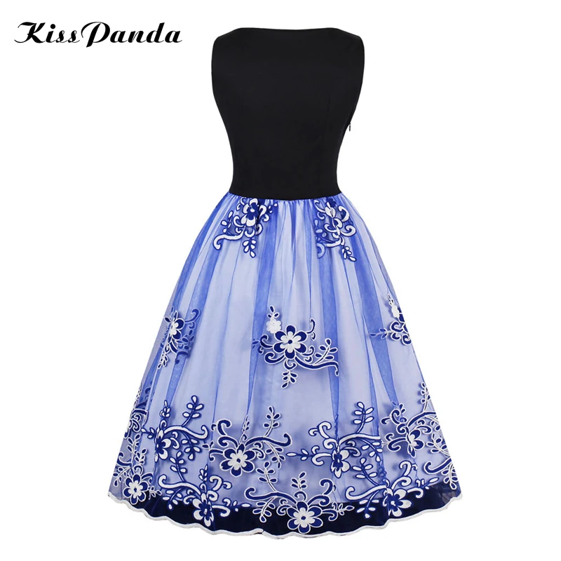 women dress 2017 lace floral print a-line vintage dresses summer autumn (3)
