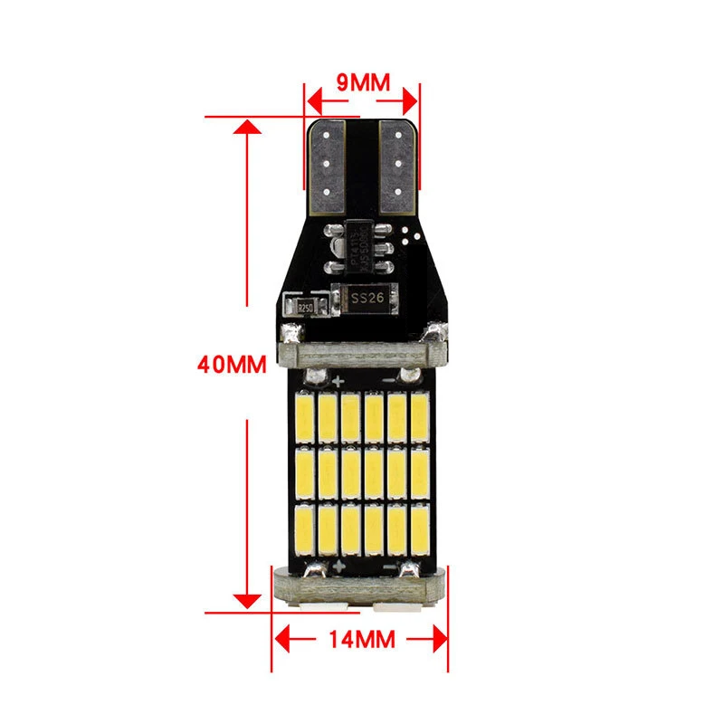 2x 12V-24V Super Bright Canbus LED T16 W16W 921 T15 45 Led Bulb 6000k White Yellow Red ERROR Free for Backup Lamp Reverse Light  (7)
