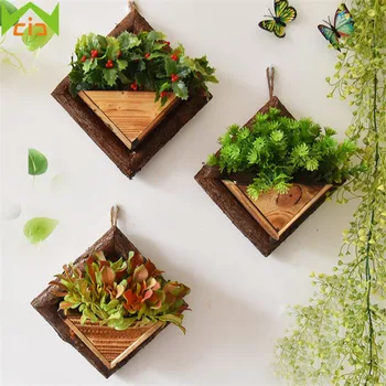 

WCIC Handmade Frame Succulent Plants Wooden Wall Mounted Artificial Flower Pot Wood Wall Hanging Flower Pots Garden Supplies
