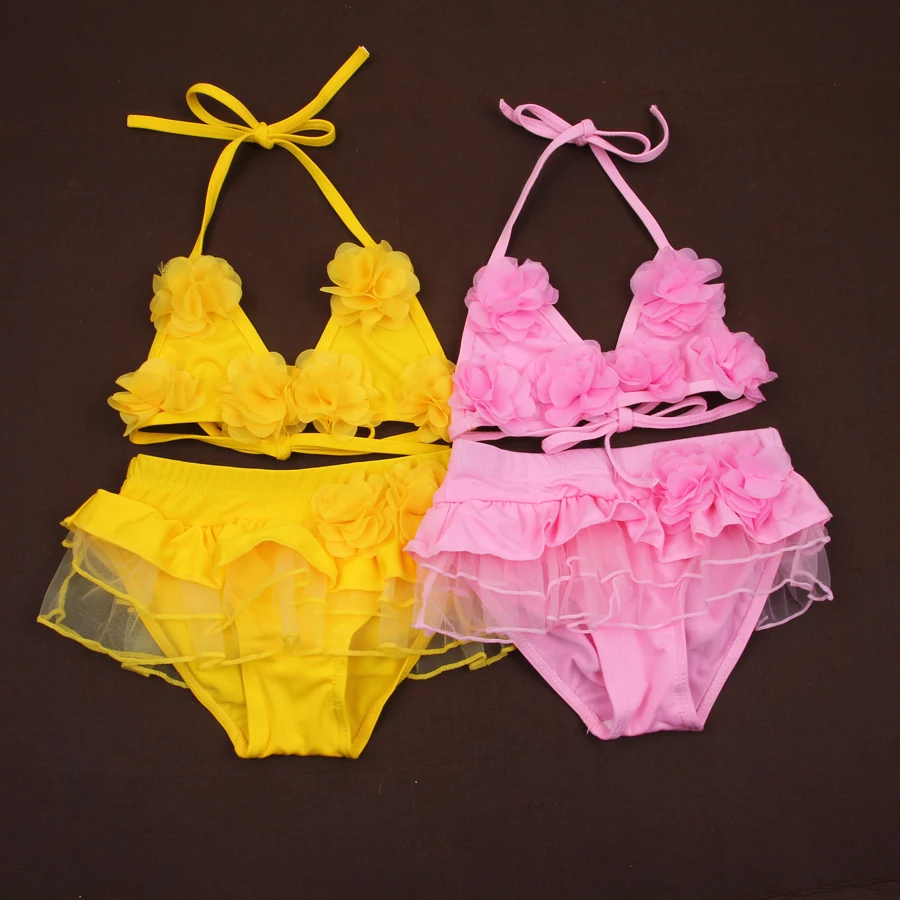 

4-8 years Children Bikini Set Summer Girls Split Bikini Kids Cute Flower Swimwear Children Girl Floral bathing Swimsuit FW091