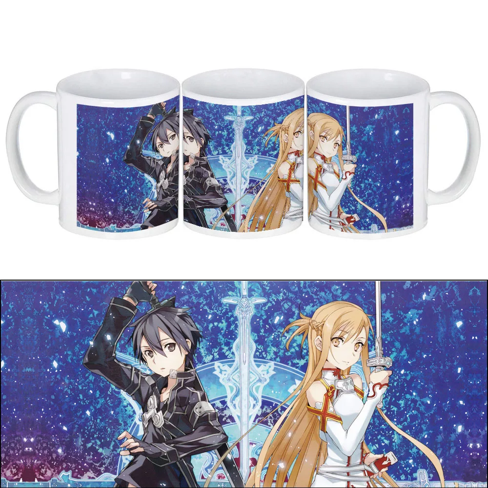 

Sword Art Online Cup SAO Ceramic Coffee Mug for Beer Tea Milk Tea with Kirito Asuna Printing