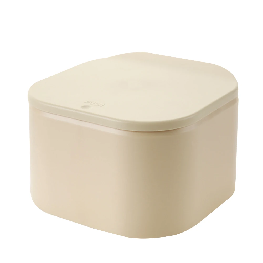 Desktop Mini Trash Can Press-on Waste Garbage Basket for Office Table@LS - Цвет: beige