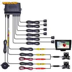 FEELDO 1 компл. Автомобиля 4,3 "ЖК-дисплей Monitor 6-Сенсор радар 2 шт. 4-светодио дный CCD камера двойной визуальный заднего Видео Парковочная Сенсор