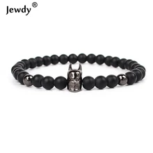 Men Bracelet 6mm Black Stone Batman Bracelet Fashion Knight Bat Man Neutral Bangle 2016 Charm Jewelry