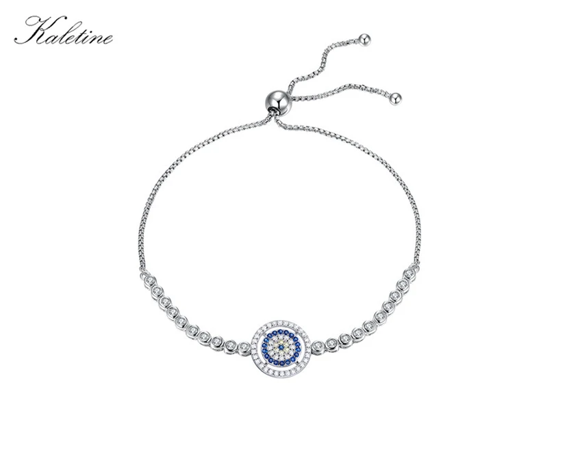 Evil Eye синий камень женщины ювелирные изделия Серебро 925 браслет Lucky кубический циркон Кристалл Теннис