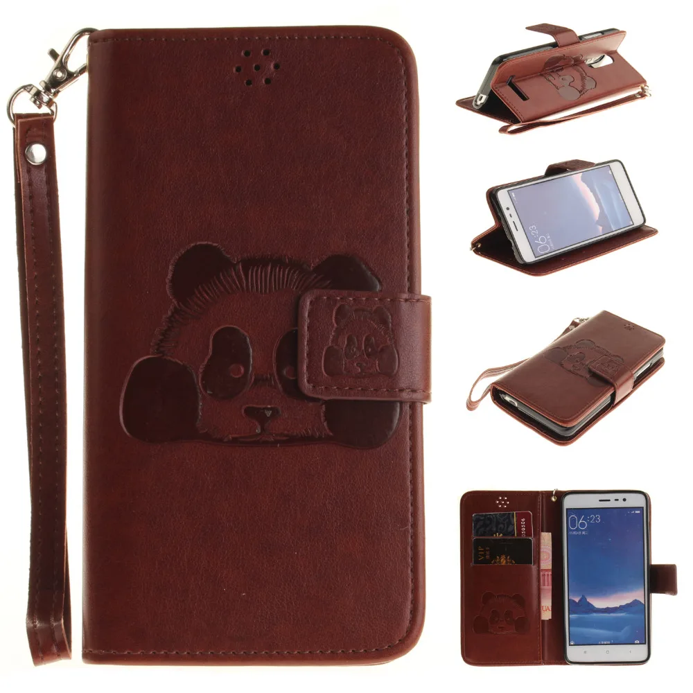 

For Xiaomi Redmi Note 3 Pro Case Luxury 3D Embossed Cute Panda Flip Leather Silicone Case for Xiaomi Redmi 3S Note 4 Stand Cover
