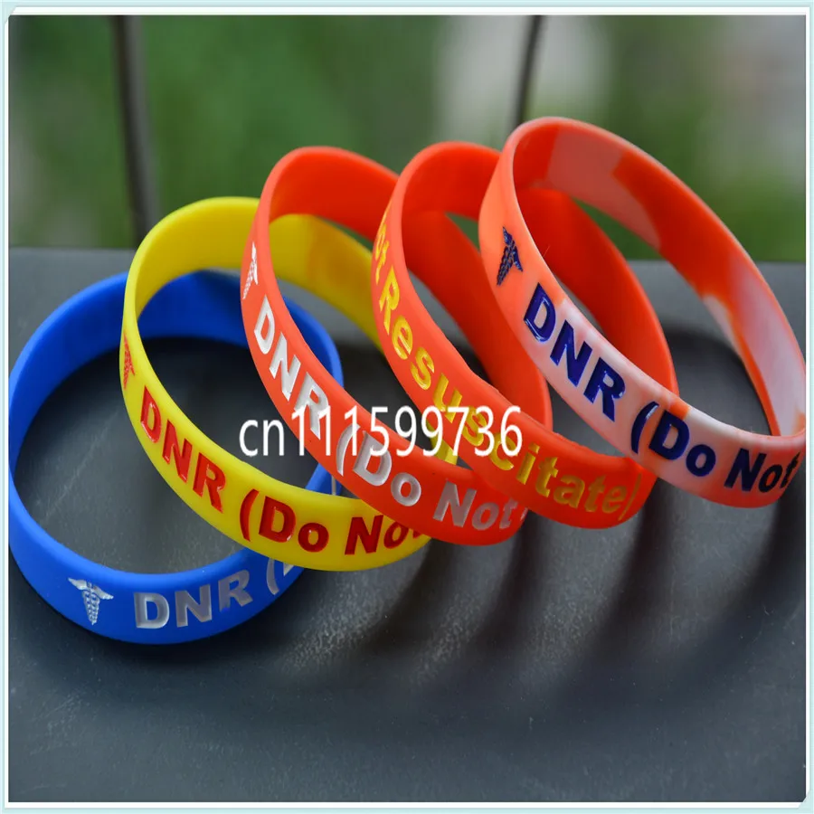 DNR (Do Not Resuscitate) Medical Silicone Debossed Wristband Bracelet