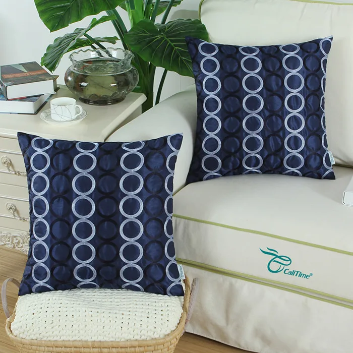 Navy Blue 2 шт. CaliTime наволочки подушки оболочки мягкое кольцо круги цепочка геометрического стиля декор для домашнего дивана 1" X 18"(45 см X 45 см - Цвет: Navy Blue