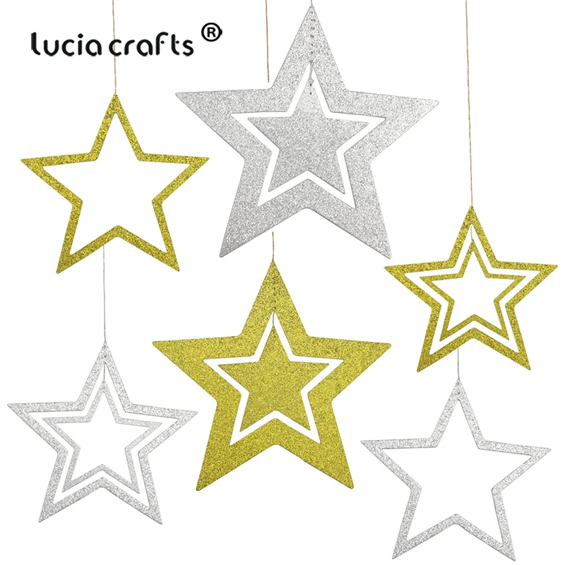 

7pcs 8.5-19.5cm Glitter Star Shape Paper Hanging Bunting Garlands DIY Wedding Birthday Christmas Party Home Decorations