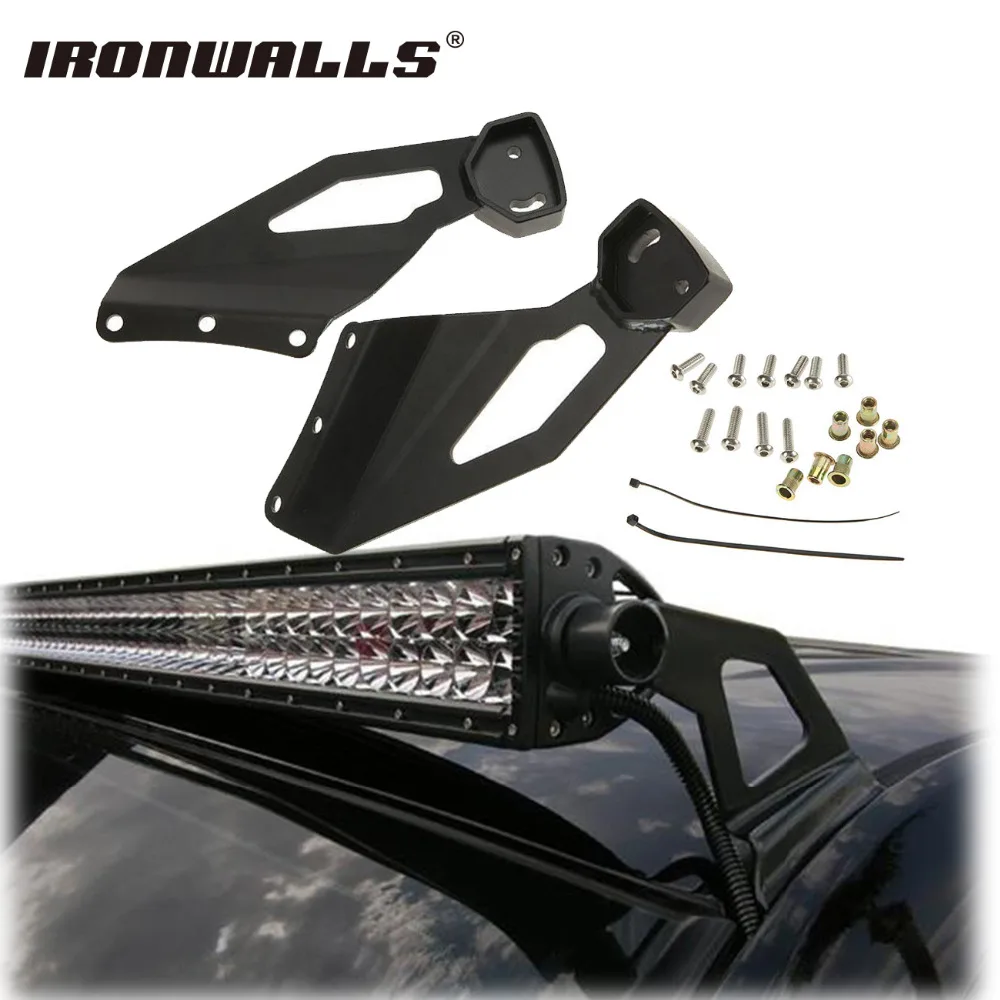 

Ironwalls 2x Car 50" Straight LED Light Bar Mounting Brackets Offroad Upper Windshield For GMC Sierra Chevrolet Silverado Steel