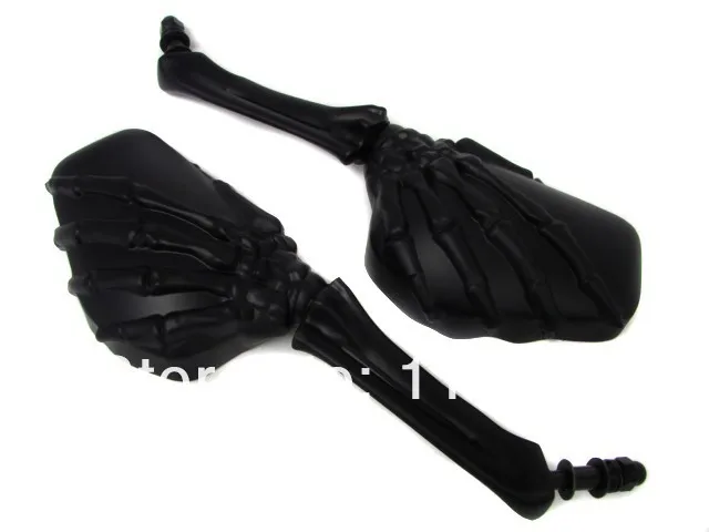 Черная рука скелета с черепом зеркала для Harley Sportster Dyna Glide Softail V Rod