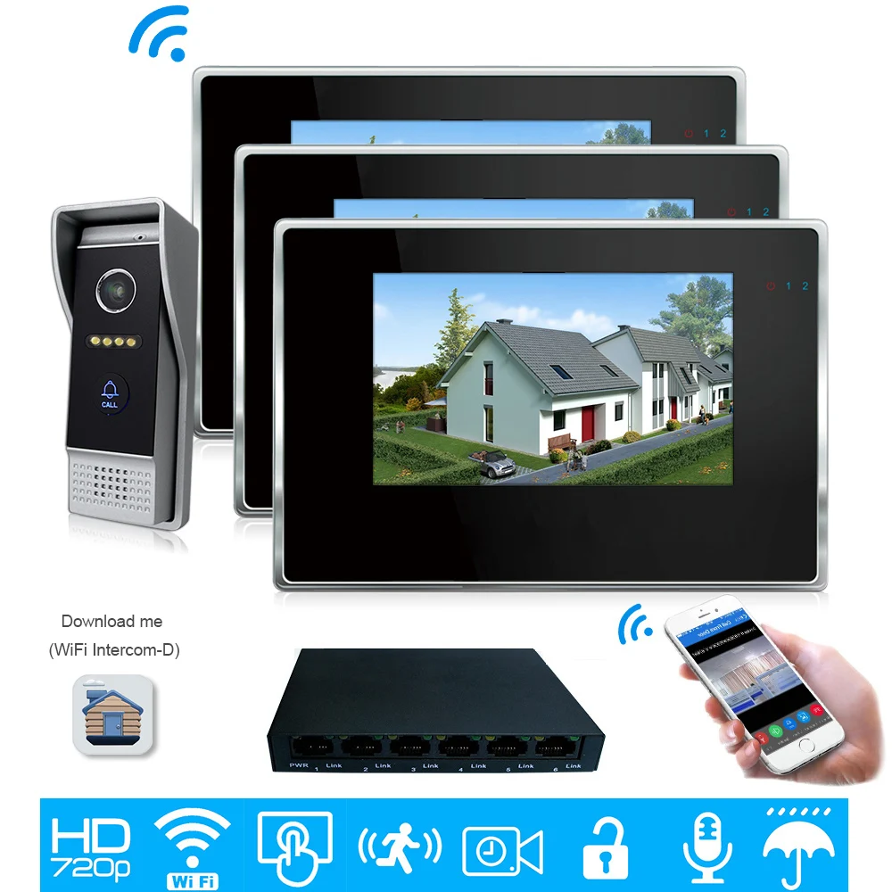 Видеодомофон 720P WiFi IP 1 2 домашняя система контроля доступа Android IOS App Удаленная